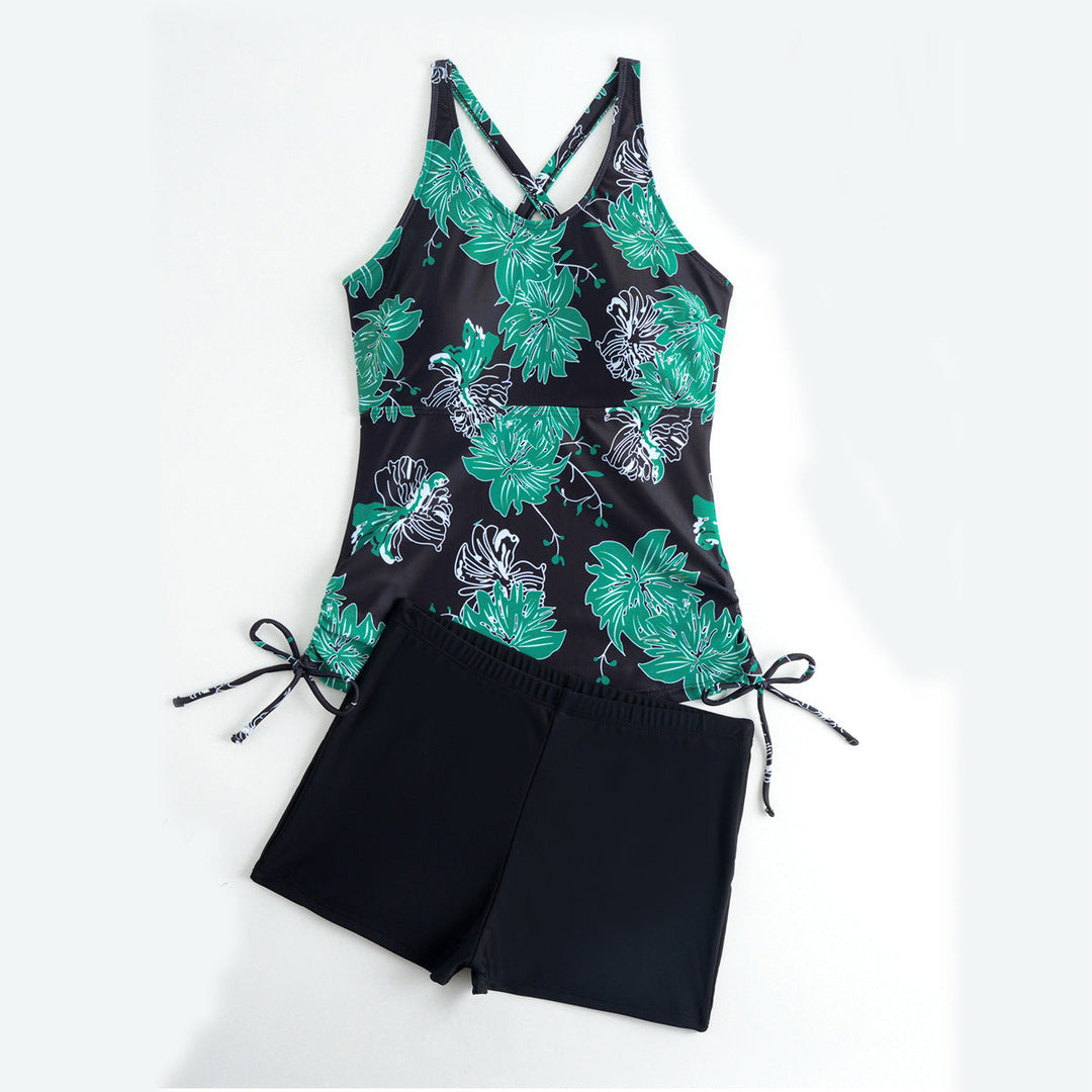 Damen Tankini-Set mit floralem Oberteil und bequemen Shorts Drune