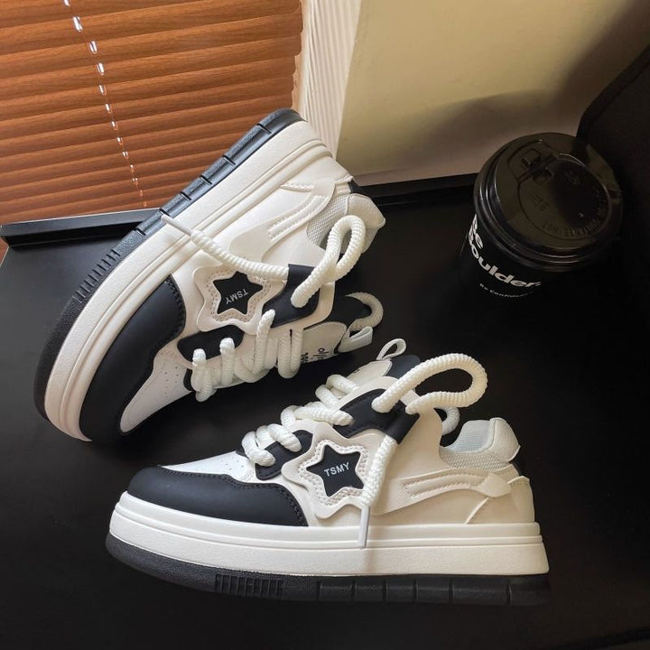 Damen Chunky Plateausneaker mit Stern-Applikation, gepolstertem Kragen und atmungsaktivem Obermaterial Drune