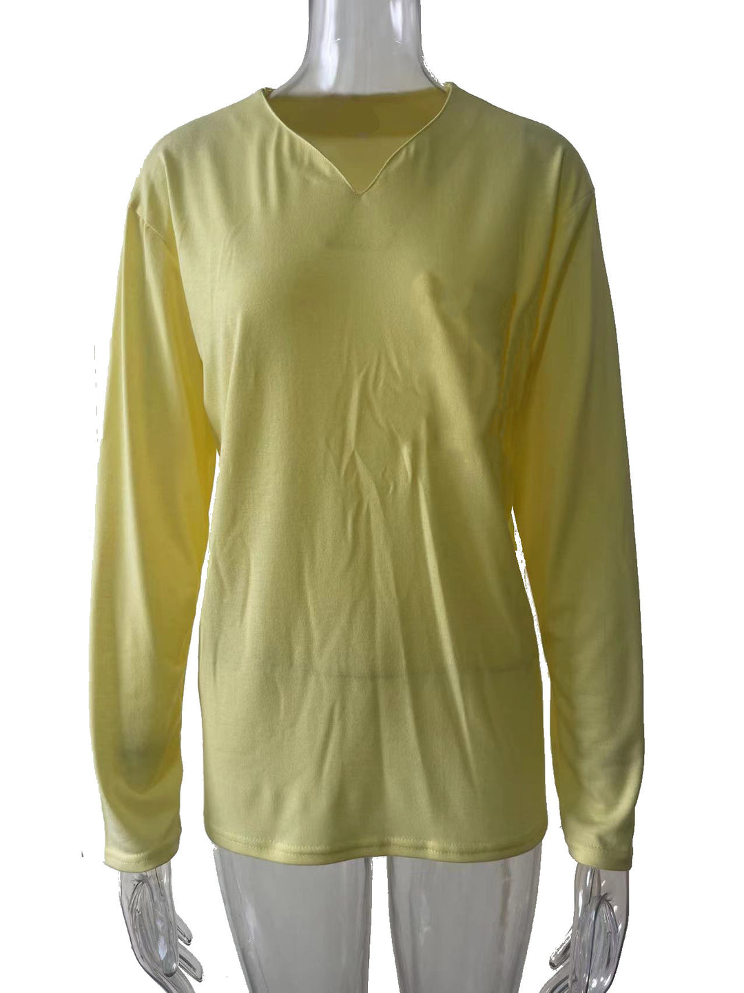 Damen nan legeres Langarmshirt mit V-Notch-Ausschnitt, Brusttasche und lockerer Oversize-Passform Drune