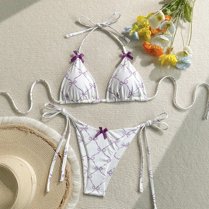 Damen Triangel-Bikini mit zarten Schleifendetails Drune