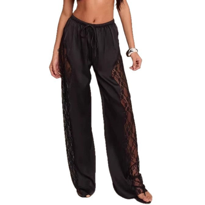 Damen Elegante und fließende Satin-Hosen Drune