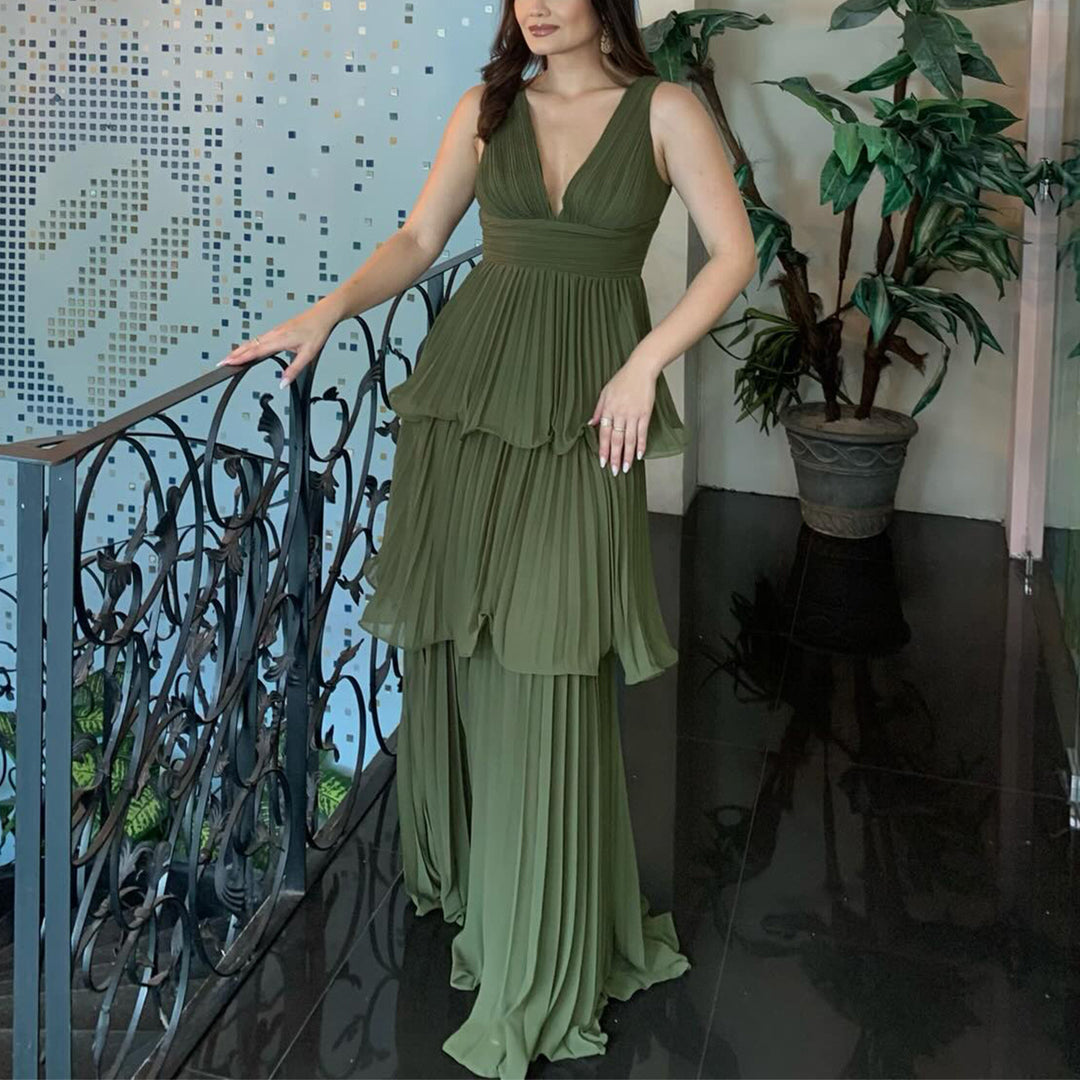 Damen Maxi-Kleid mit voluminösen Falten und femininer Silhouette Drune