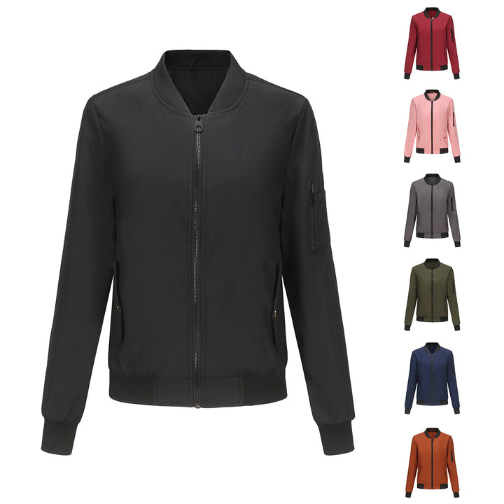 Damen modische Bomberjacke mit praktischen Reißverschlusstaschen und sportlichem Kragen Drune