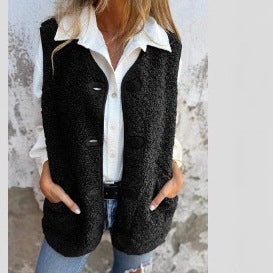 Damen lässige Strickweste mit Knopfdetails und praktischen Taschen Drune