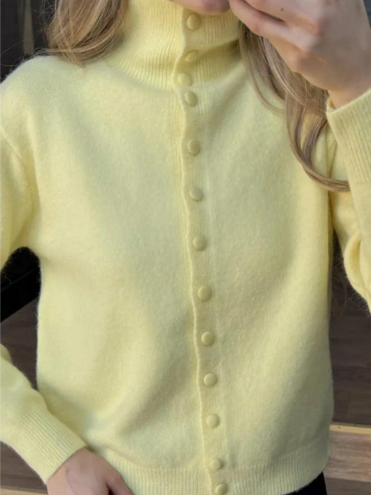 Damen Eleganter Pullover mit Knopfleiste Drune