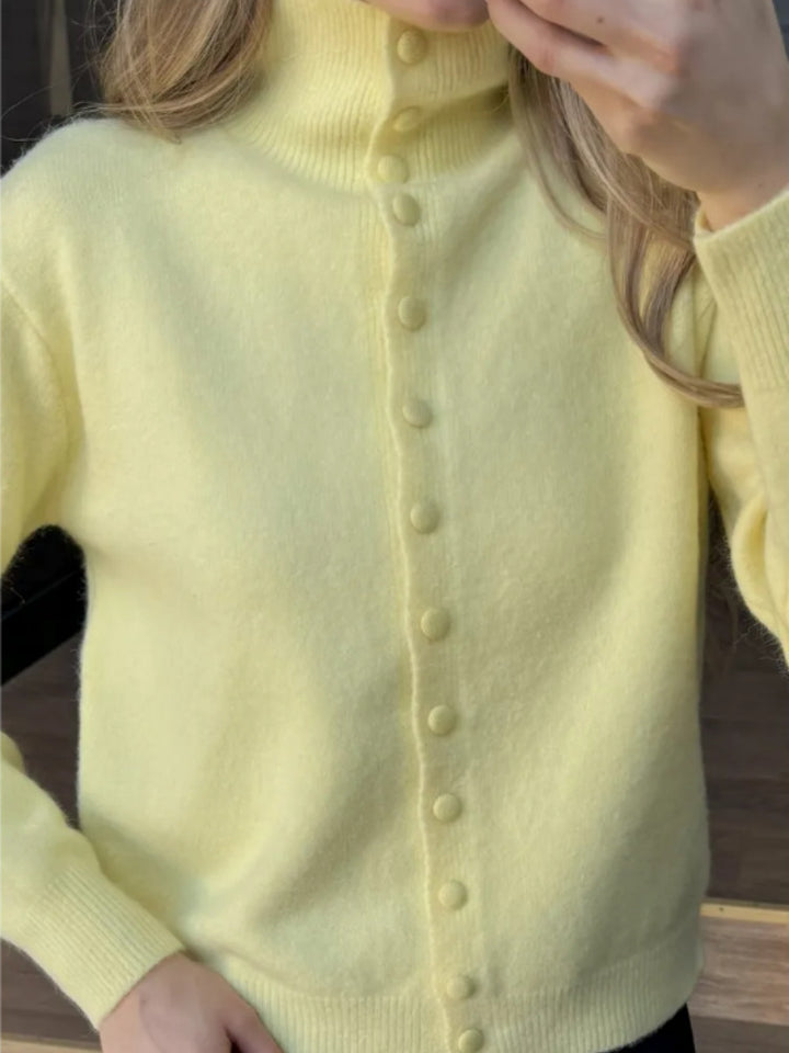 Damen Eleganter Pullover mit Knopfleiste Drune