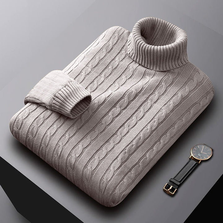 Herren nan grob gestrickter Rollkragenpullover mit Zopfmuster und wärmender Strickstruktur Drune