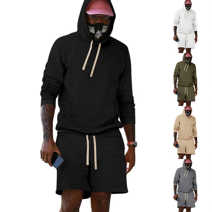 Herren Sportiv gestepptes Hoodie- und Shorts-Set Drune