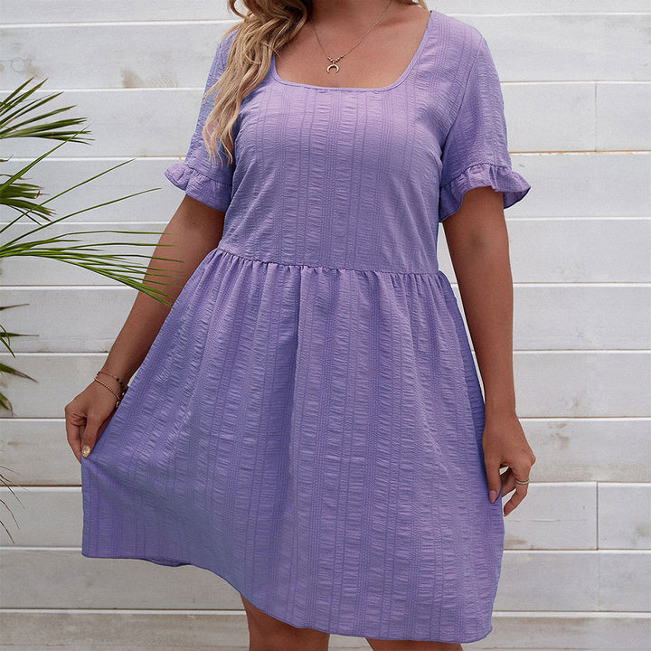 Damen lässiges Sommerkleid mit breiten Ärmeln und quadratischem Ausschnitt Drune