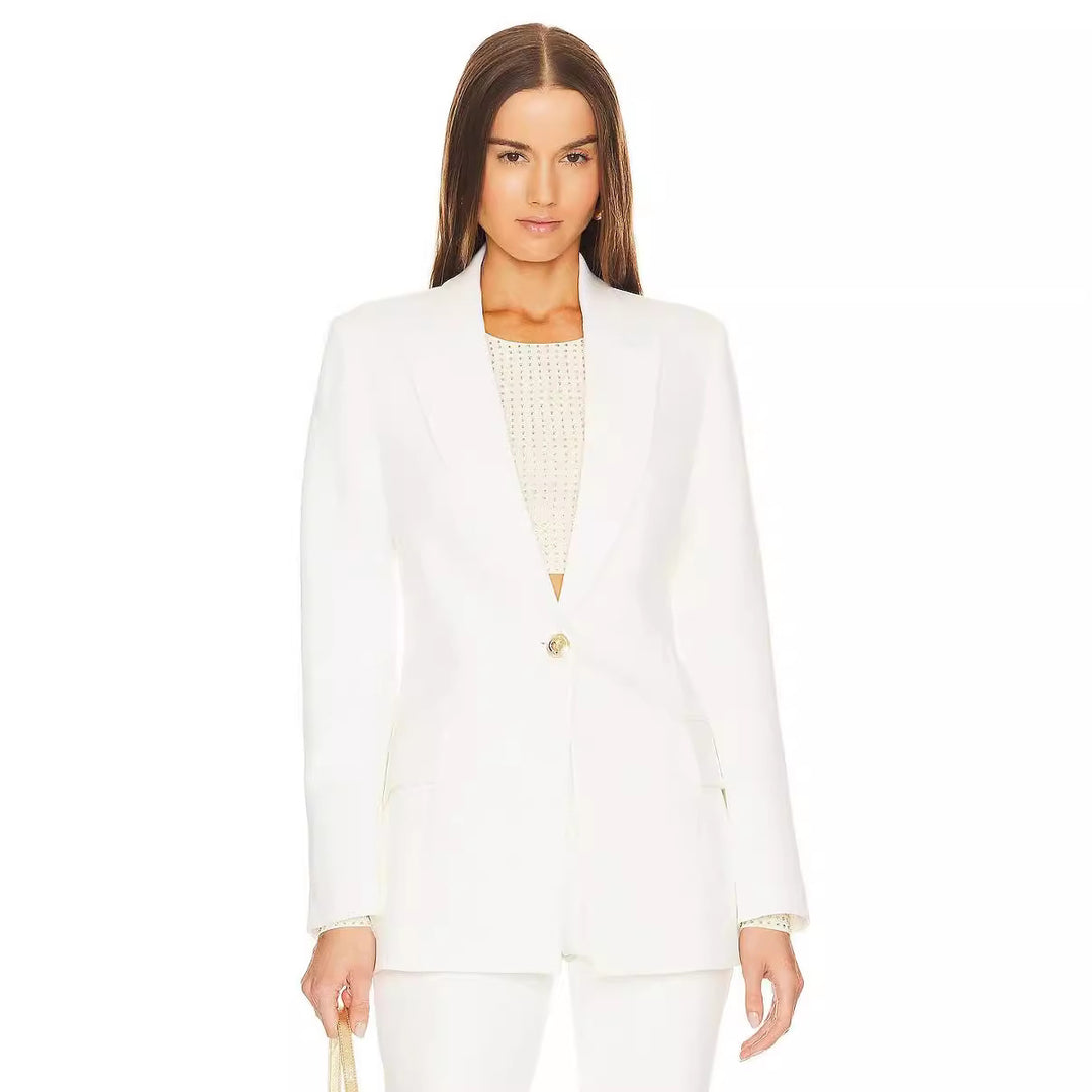 Damen Zweiteiliger Tailoring‑Anzug mit tailliertem Ein‑Knopf‑Blazer und ausgestellter Schlaghose Drune