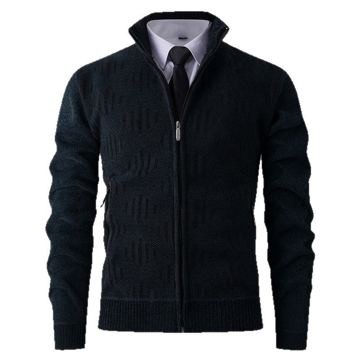 Herren elegante Strickjacke mit strukturiertem Design und hohem Stehkragen Drune