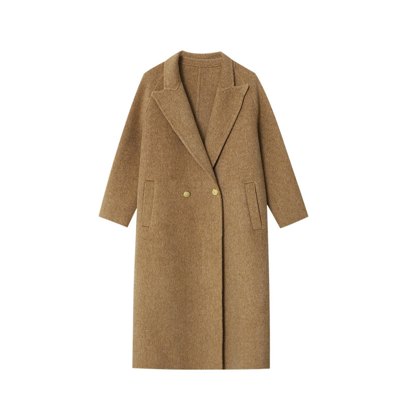 Damen eleganter und warmer Wollmantel mit doppelter Knopfleiste Drune