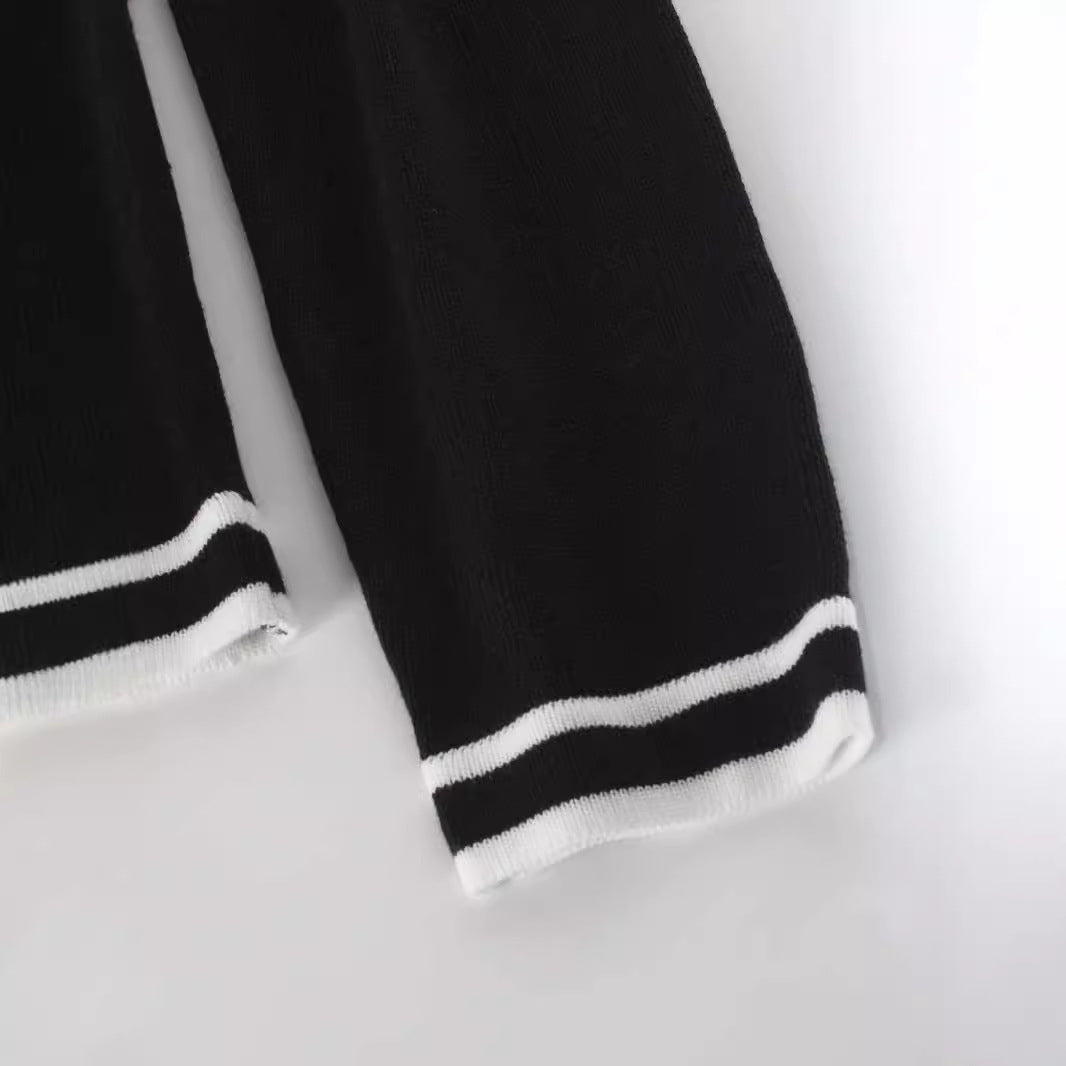 Damen eleganter und bequemer Strickjacke mit Kontraststreifen Drune