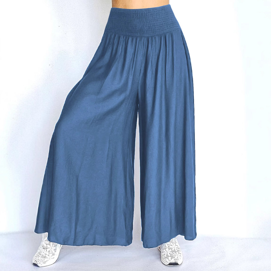Damen Palazzo-Hosen mit hohem gesmoktem Bund und extrabreitem Bein Schnitt Drune