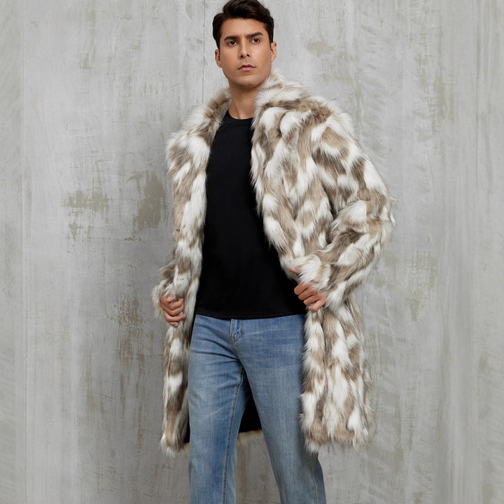 Herren Modischer Kunstpelz-Mantel mit auffälligem Tierdesign Drune