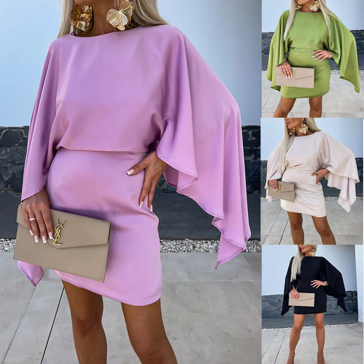 Damen elegantes Minikleid mit fließendem Schnitt und Statement-Ärmeln Drune