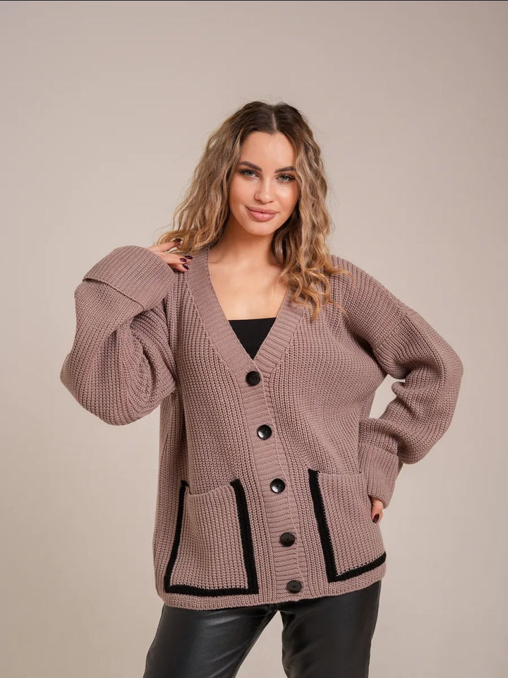 Damen Strickjacke mit tiefen Taschen und lässigem Schnitt Drune