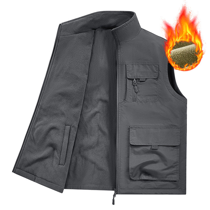 Herren Thermo-Utility-Weste mit Fleece-Innenfutter, winddichtem Shell und Multifunktionstaschen Drune