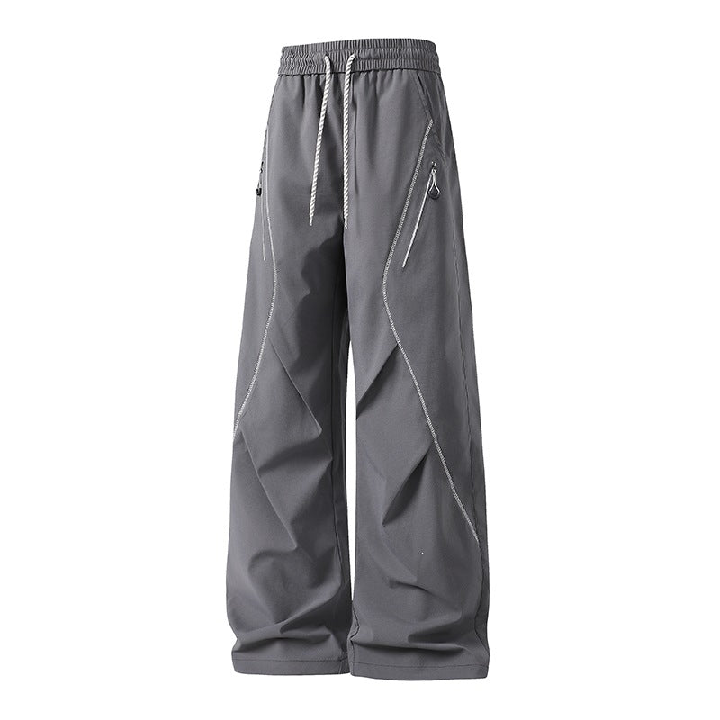 Herren Weite Utility-Jogginghose aus Funktionsnylon mit Kordelzug, Reißverschlusstaschen & kontrastierenden Nahtleisten Drune