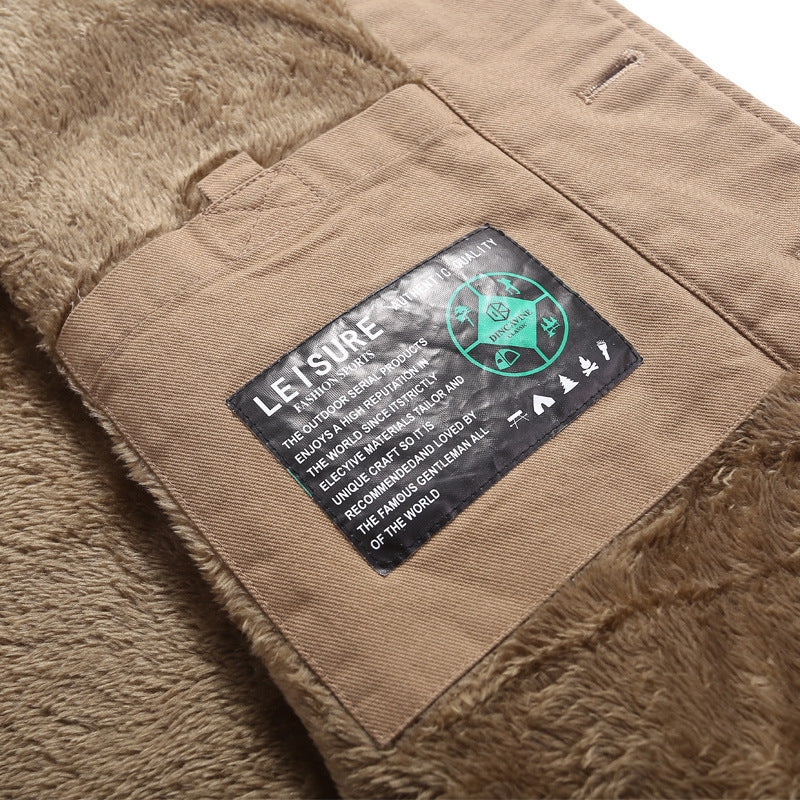 Herren Ärmellose Canvas‑Teddyweste mit wärmender Fleece‑Innenlage und aufgesetzten Taschen Drune