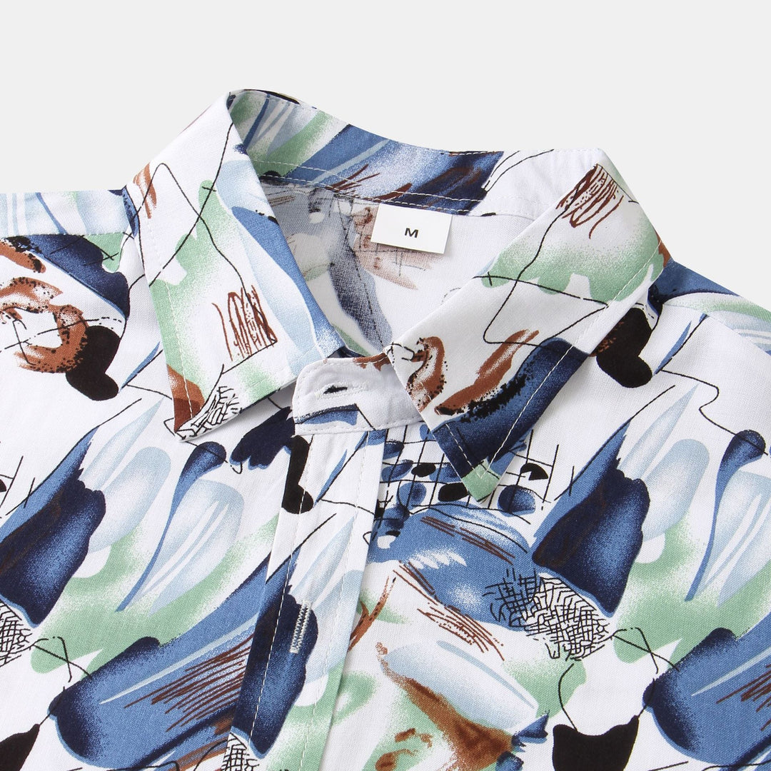 Herren Kurzarmhemd im kreativen Aquarell-Design Drune