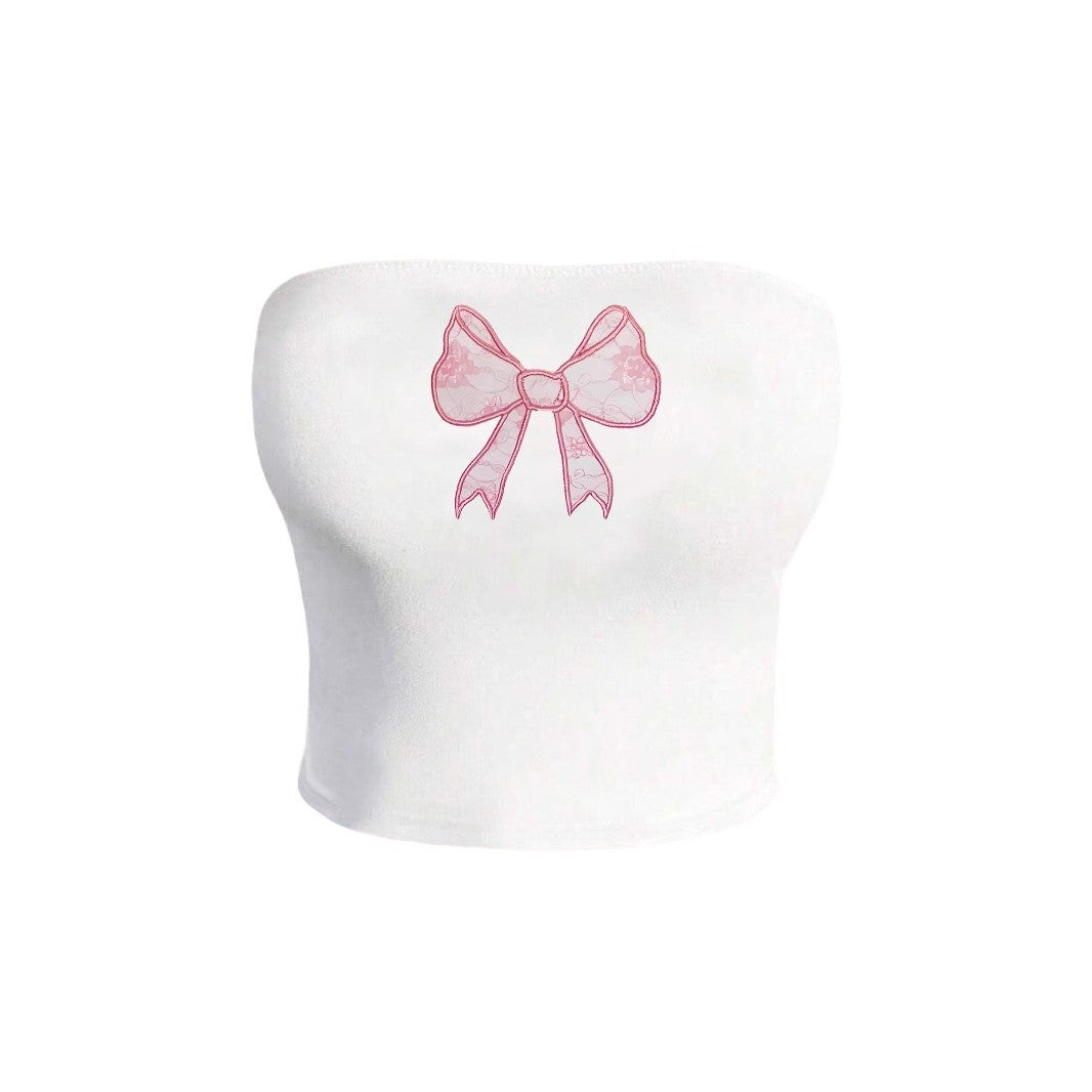 Damen Bandeau-Top mit elegantem Spitzenbandmotiv Drune
