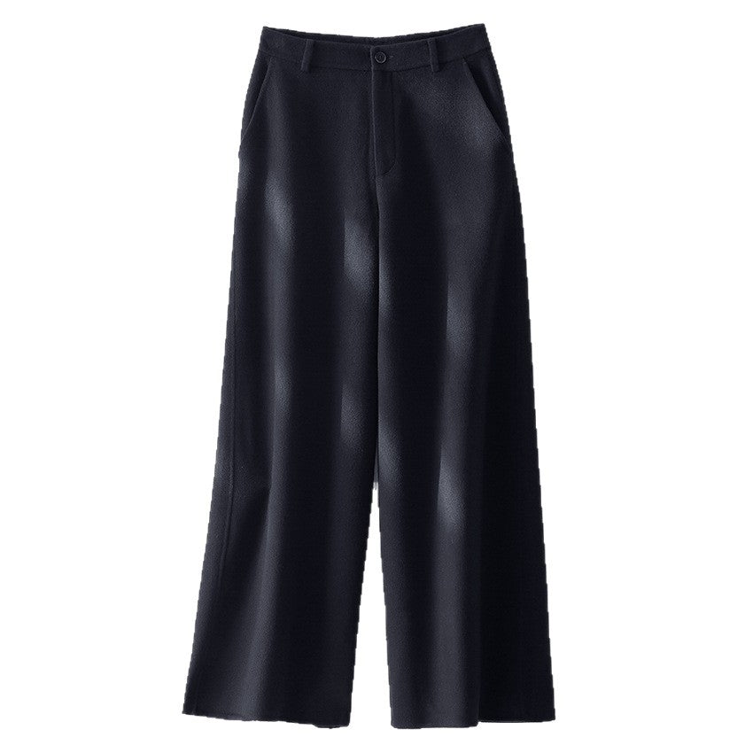 Damen Weite Wollhose mit hohem Bund und Taschen Drune