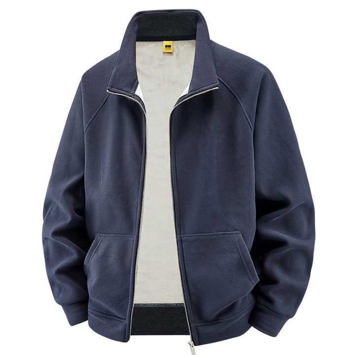 Herren Isolierte Plüschfutter-Sweatjacke mit Stehkragen und verdeckten Innentaschen Drune