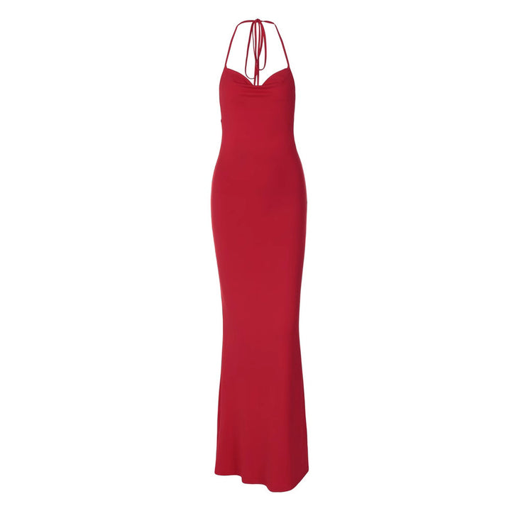 Damen Maxikleid mit spitzen Trägern und figurbetonendem Schnitt Drune