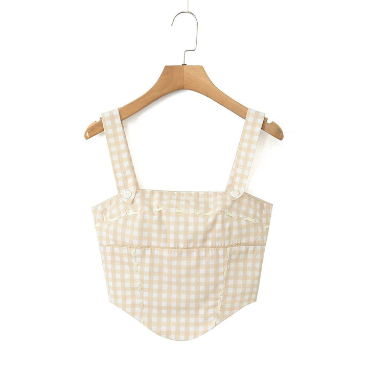 Damen Karo Bustier mit verstellbaren Trägern und raffiniertem Design Drune