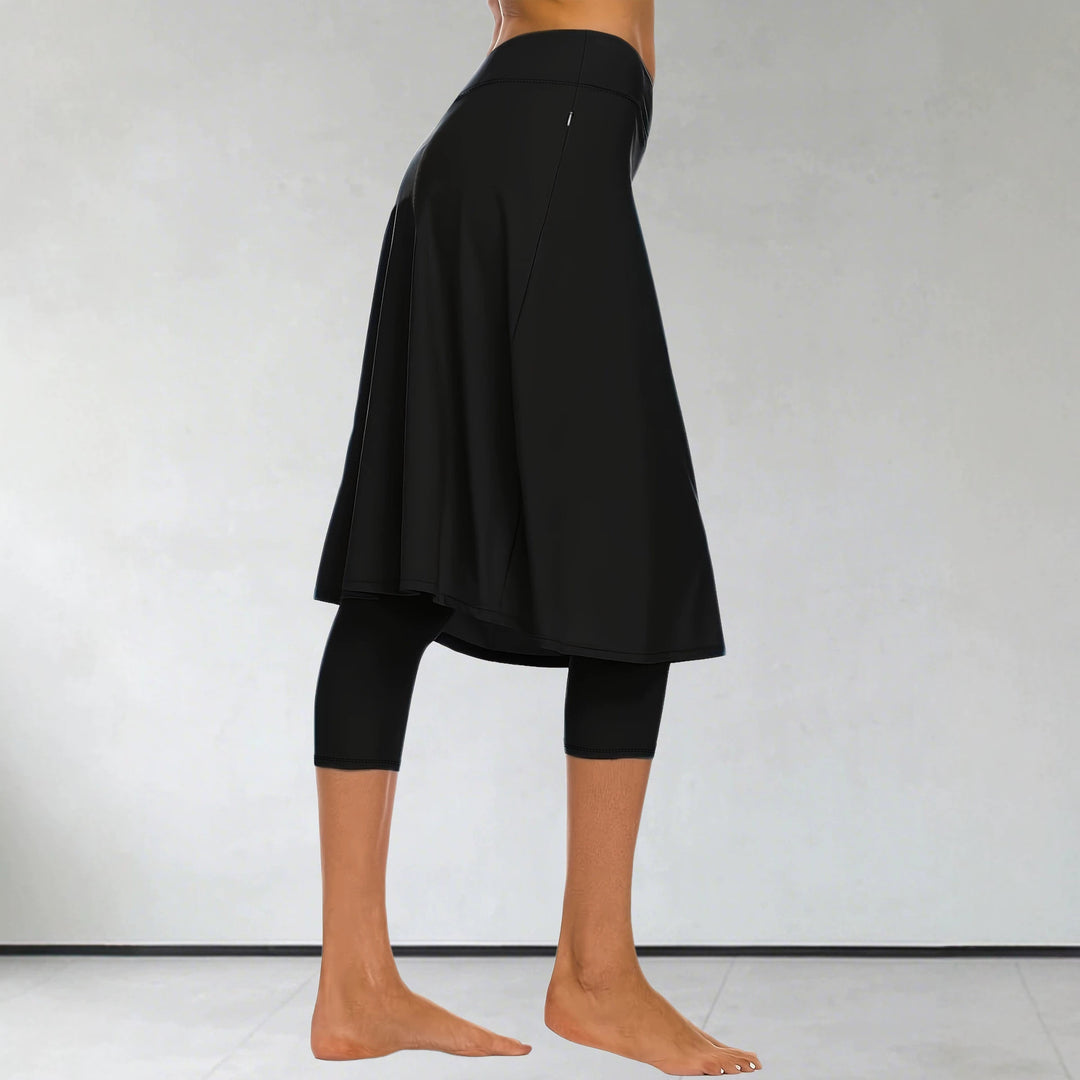 Damen Leggings mit integriertem Tellerrock und seitlicher Reißverschlusstasche Drune