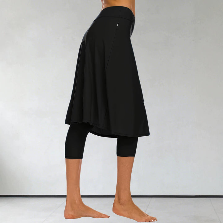 Damen Leggings mit integriertem Tellerrock und seitlicher Reißverschlusstasche Drune