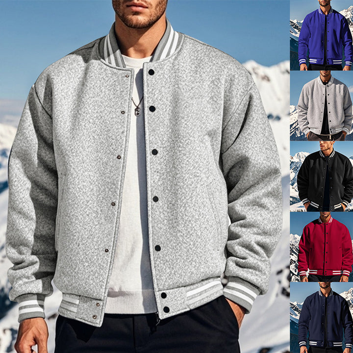 Herren nan stylische College-Varistyjacke mit geripptem Kragen, elastischen Bündchen und wärmender Thermowattierung Drune