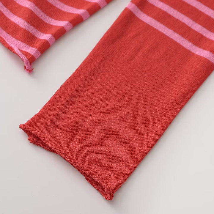 Damen Feinstrick-Longsleeve mit maritimen Querstreifen und kontrastierten Ärmeln Drune