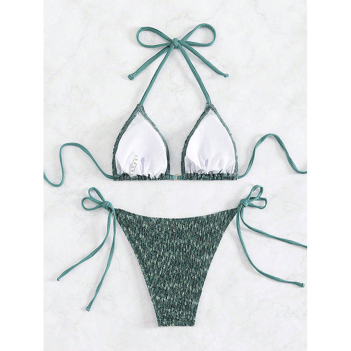 Damen Triangel-Bikini mit verstellbaren Schleifen und schimmerndem Gewebe Drune