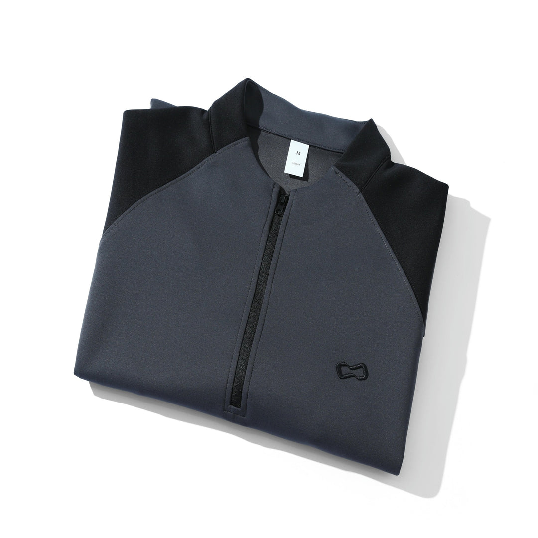 Unisex Funktions-Halbzip-Sweatshirt mit Troyerkragen, Raglanärmeln und minimalistischer Stickerei Drune