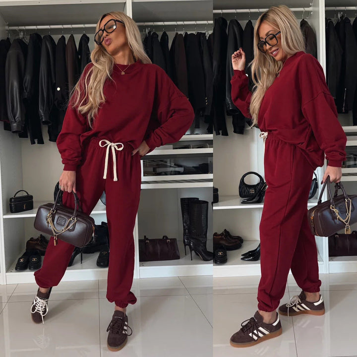Damen entspannte Sweatshirt-Hose Set Drune
