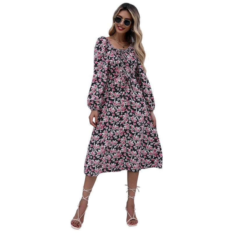 Damen Floral Maxikleid mit Rüschendetails Drune