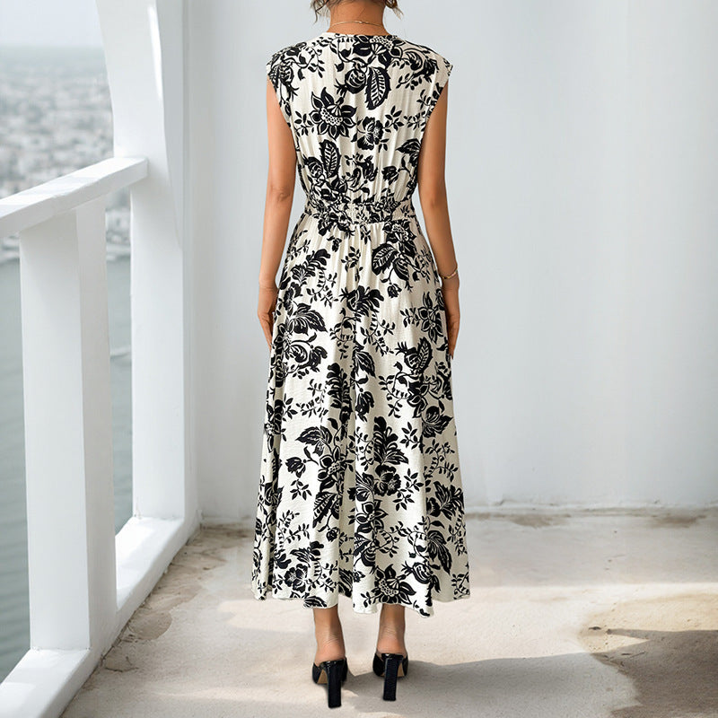 Damen Fließendes Midikleid mit V-Ausschnitt, geraffter Taille und Jacquard‑Struktur Drune