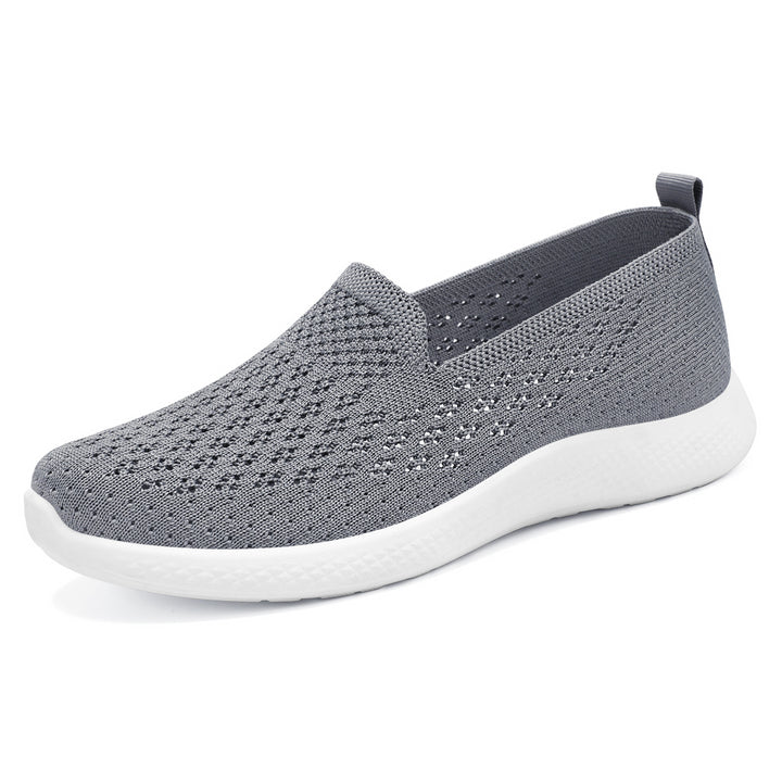 Damen nan nahtloser Strick-Slipper mit perforierter Luftnetzstruktur, ergonomischem Memory-Fußbett und leichter EVA-Dämpfung Drune