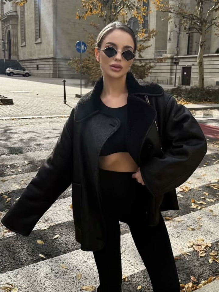 Damen warme Fleecejacke mit weichem Innenfutter und großen Taschen Drune