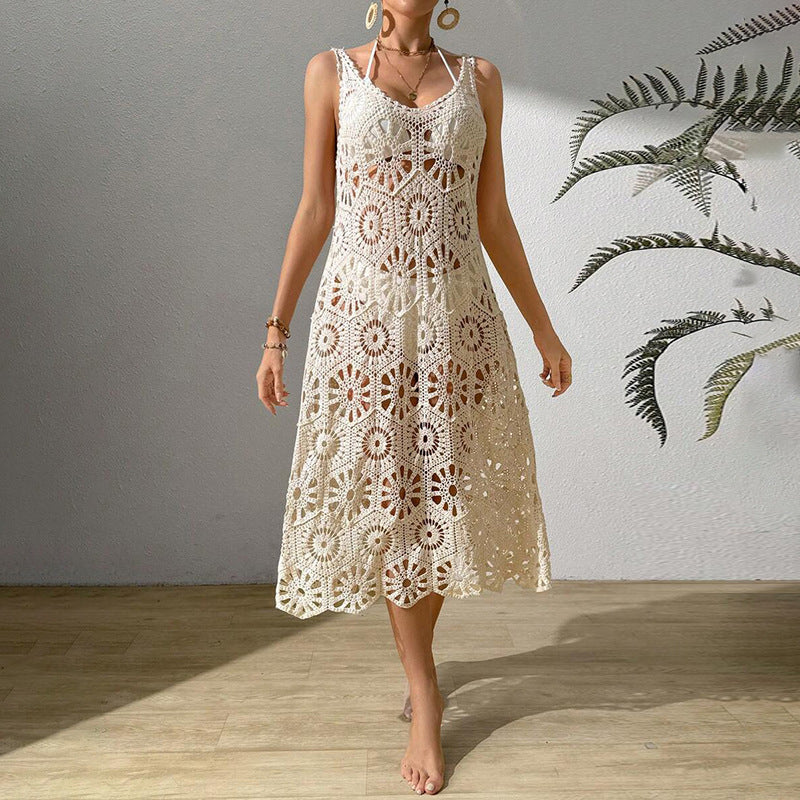Damen luftiges Häkel-Maxikleid Drune