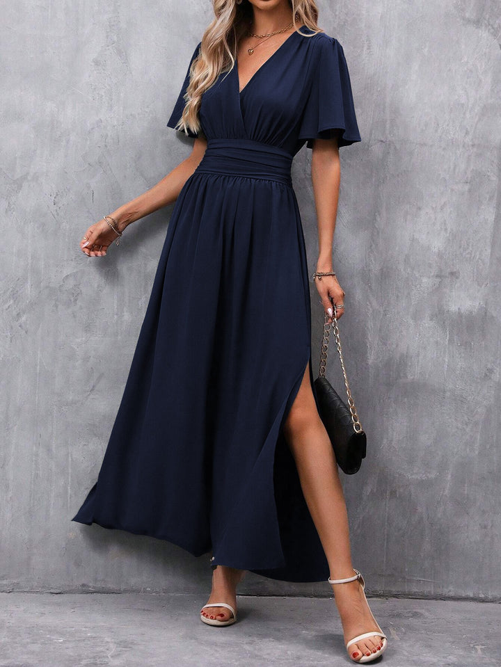 Damen maxikleid mit fließendem Schnitt und eleganten Ärmeln Drune