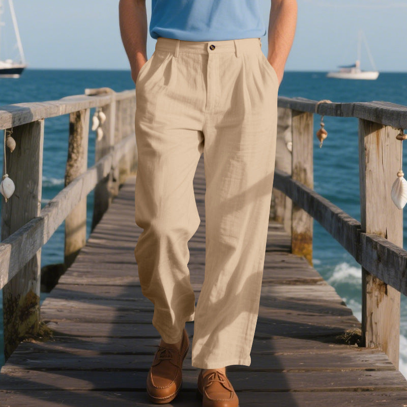 Herren elegante Freizeit-Hose mit weichem Stoff und weitem Schnitt Drune