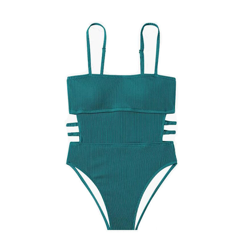 Damen Einteiler Badeanzug mit elegantem Rippendesign und figurschmeichelnder Silhouette Drune