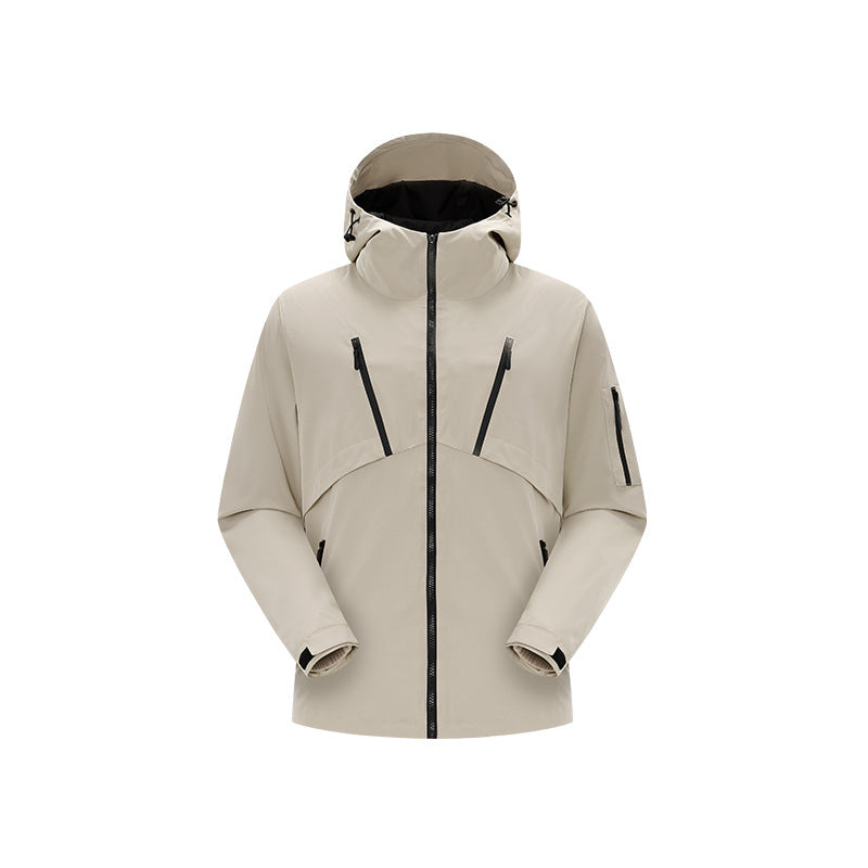 Herren Technische Softshelljacke mit Kapuze, wasserabweisender Membran und multiplen Reißverschlusstaschen Drune