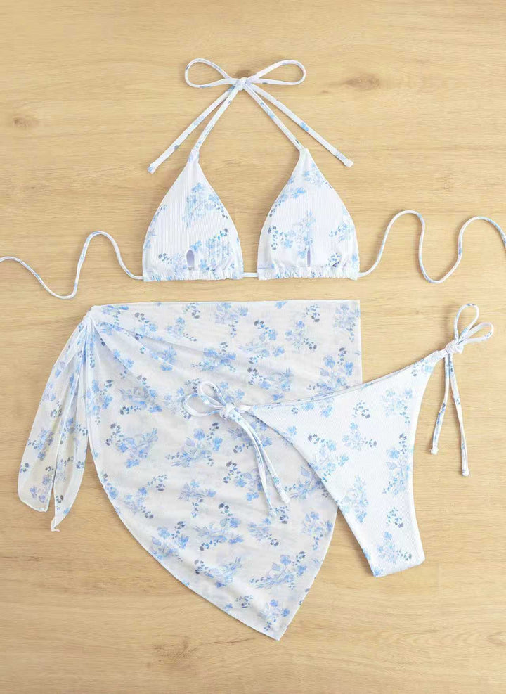 Damen Bikini-Set mit floralem Wickelrock Drune