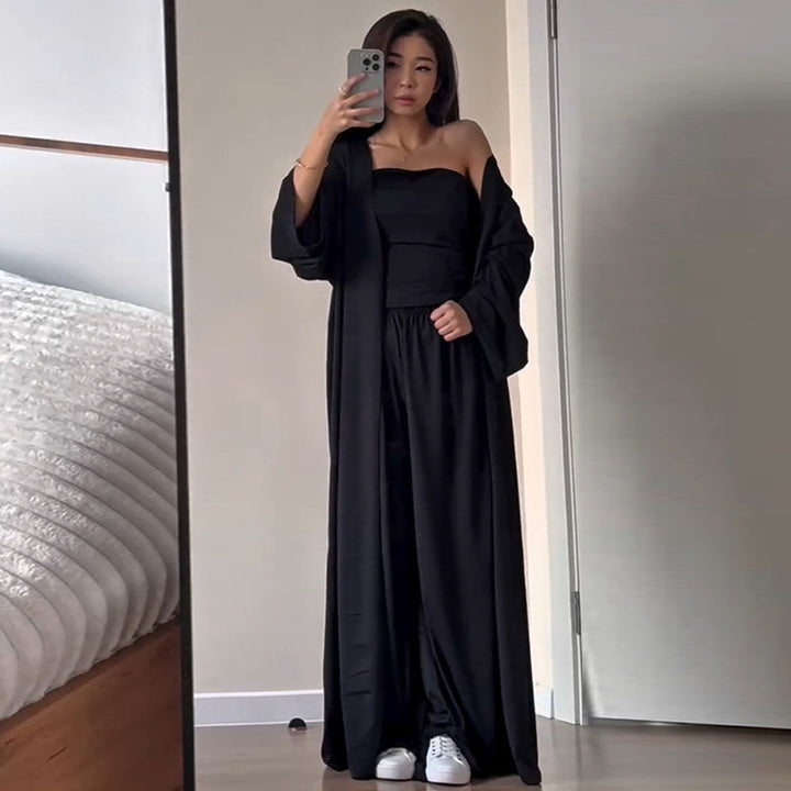 Damen luftiges Loungewear-Ensemble mit langem Kimono Drune