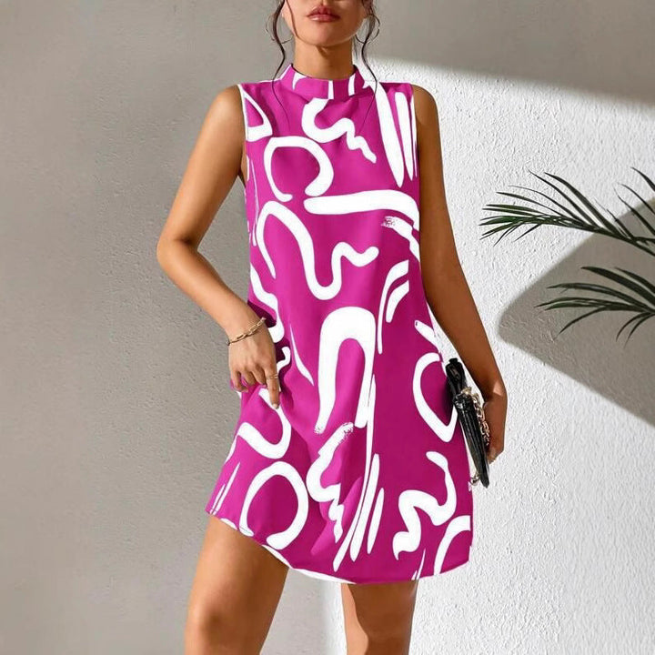 Damen Minimalistisches Cocktailkleid mit modernem grafischen Muster Drune