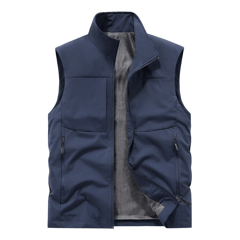 Herren Leichte technische Outdoor‑Weste mit Stehkragen, Netzfutter und Reißverschlusstaschen Drune